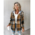 Highland Plaid Hooded Coat – styled view