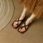 Ivy Cross Sandals | Italian Leather, Orthopedic Cushioned Footbed - 8