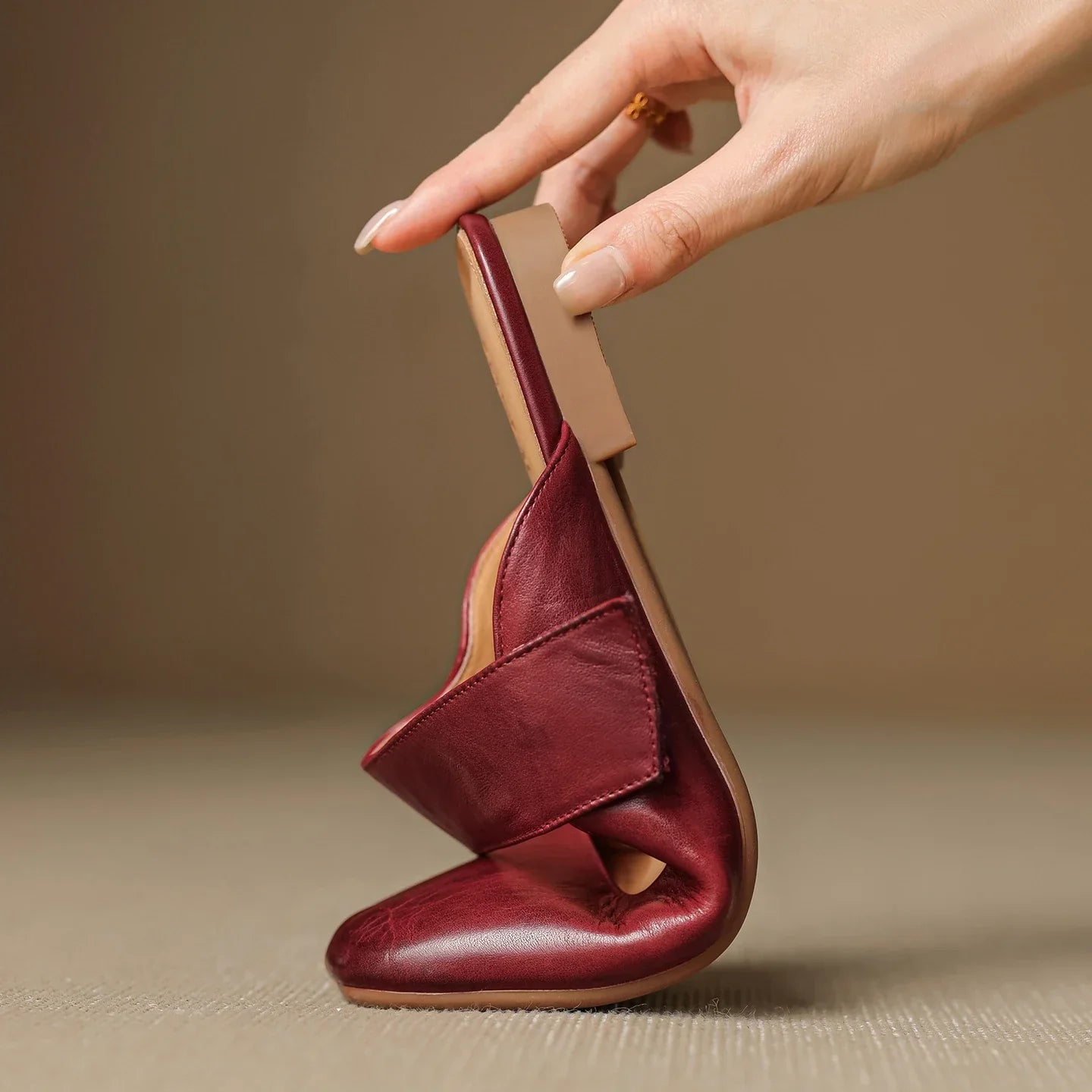 Yena | Leather Square Toe Chunky Heel Mules