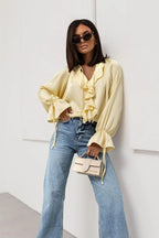 Liora | Satin Ruffle Blouse
