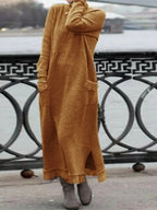 Delphine - Casual and warm long velvet dress