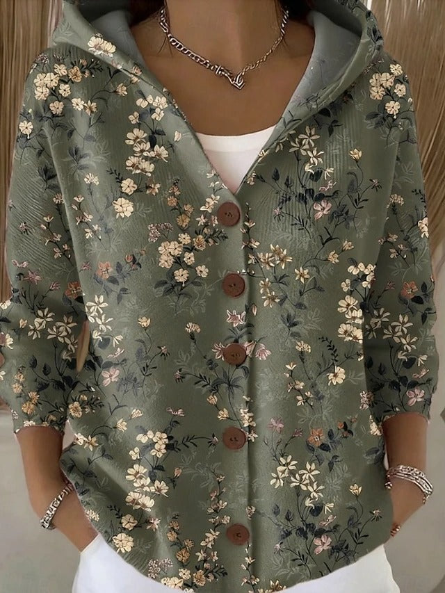 Jenna | Elegant  Button Hooded Sweater