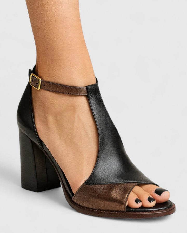 Vanessa | Modern Elastic T-Strap Heels