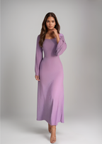 Nori | Striped Knit Maxi Dress with Sleeves