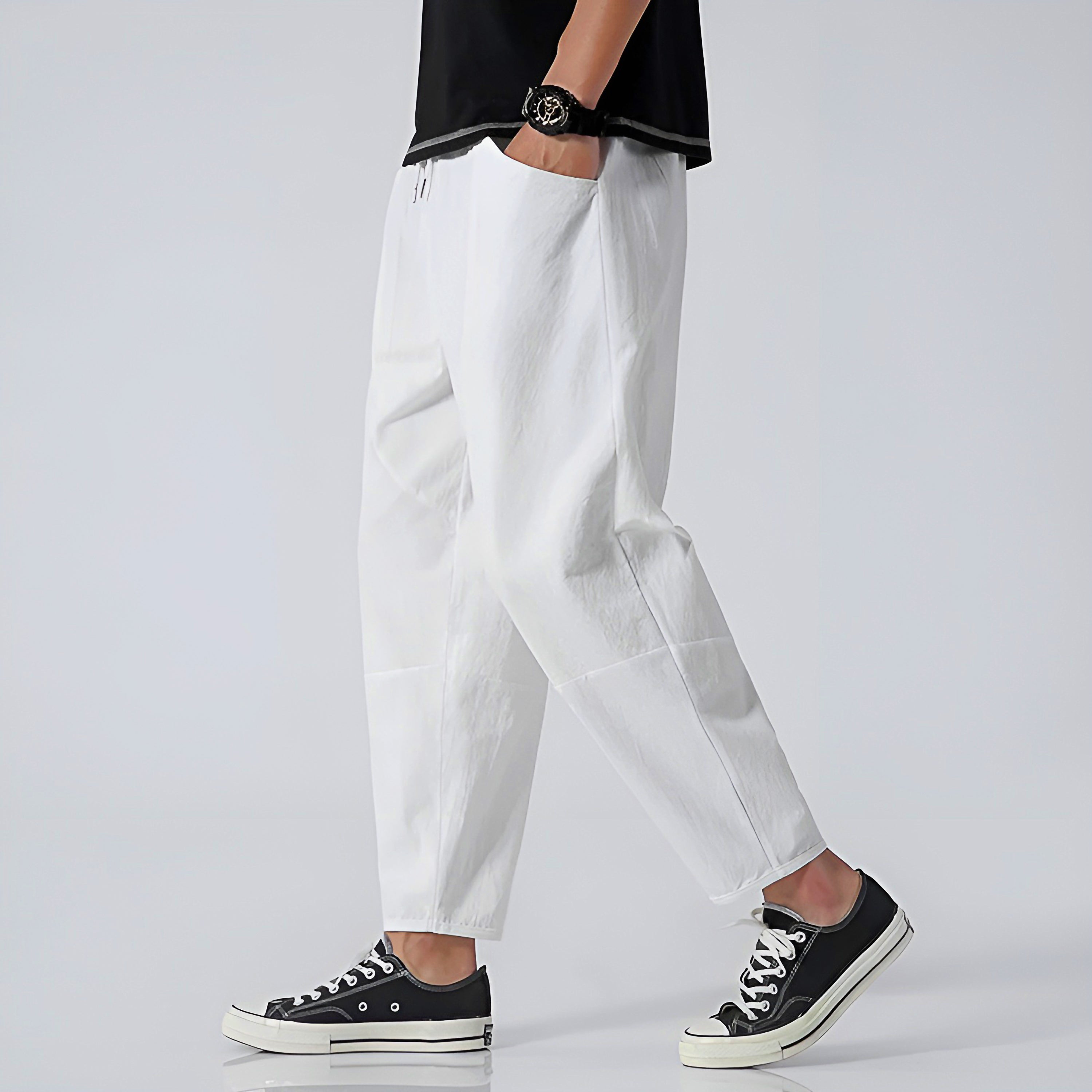 Urbane | Capri Pants Cotton-Linen Blend, Relaxed Fit
