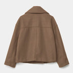 Women's Cropped Double-Breasted Coat with Lapel Collar