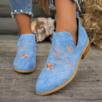Isadora | Embroidered Low-Heel Ankle Boots