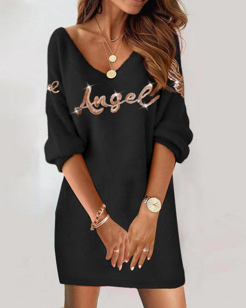 Doravine - Artistic V-Neck Dress - Casual Elegance and Modern Touch