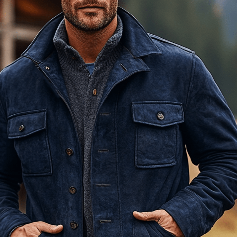 Ethan Vintage Suede Lapel Coat – styled view