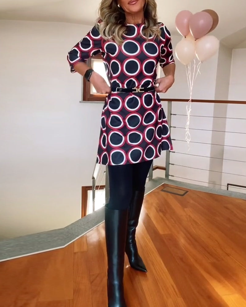 Eugénie - Autumn Elegance Printed Dress