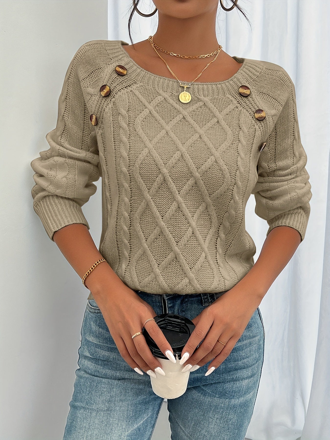 Kathleen | Textured Button Sweater