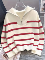Sabina | Striped Quarter-Zip Sweater