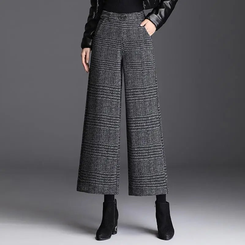 Beatrix | Checked Wide-Leg Trousers