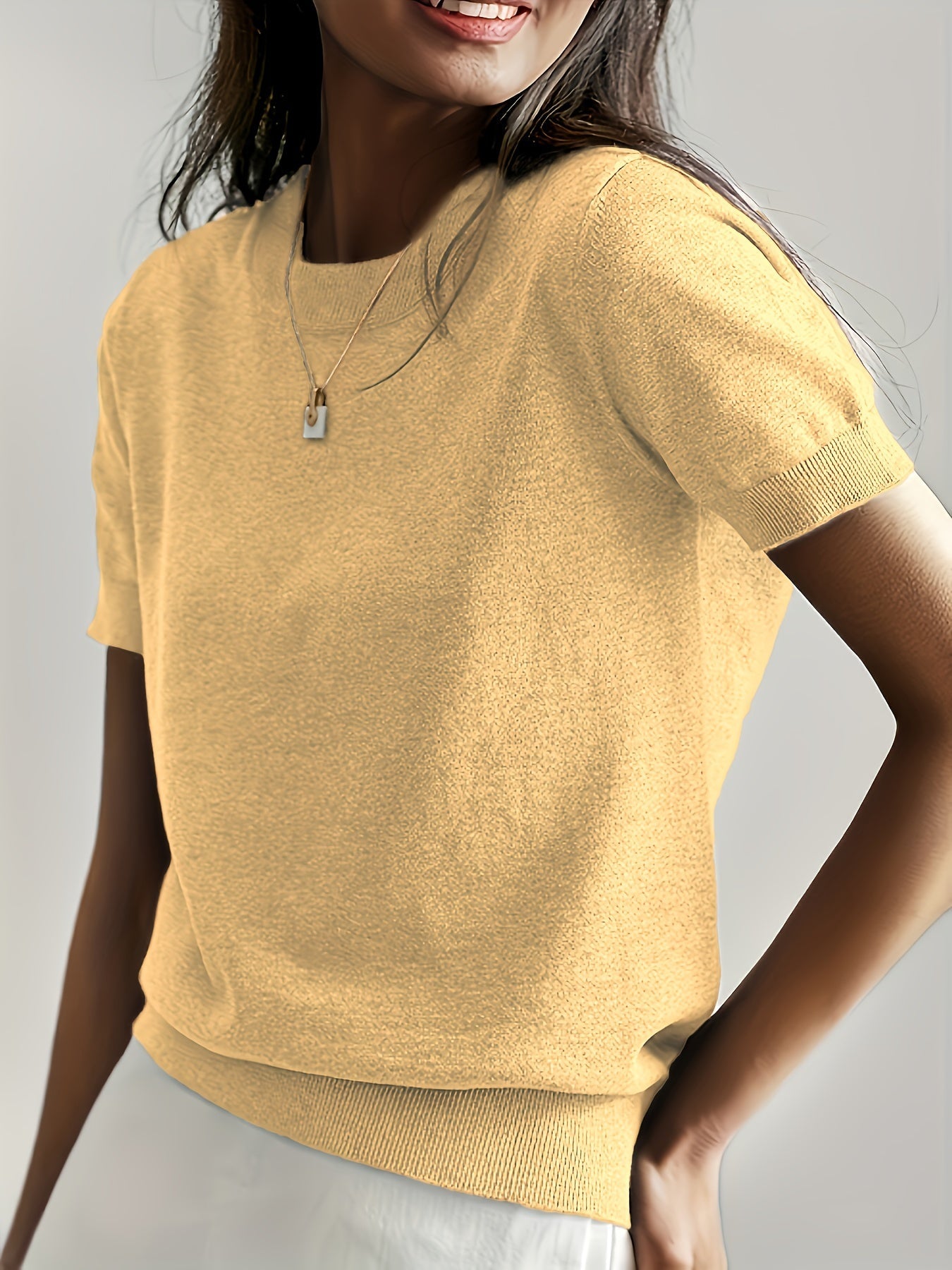 Harriet | Fine-Knit Short Sleeve Sweater