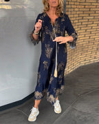 Meline - Loose Vintage V-Neck Dress