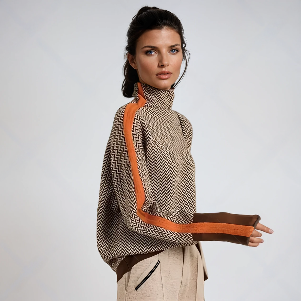 Malou | STRIKING STRIPED TURTLENECK PULLOVER