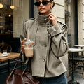 Marguerite | Stand-Collar Houndstooth Jacket