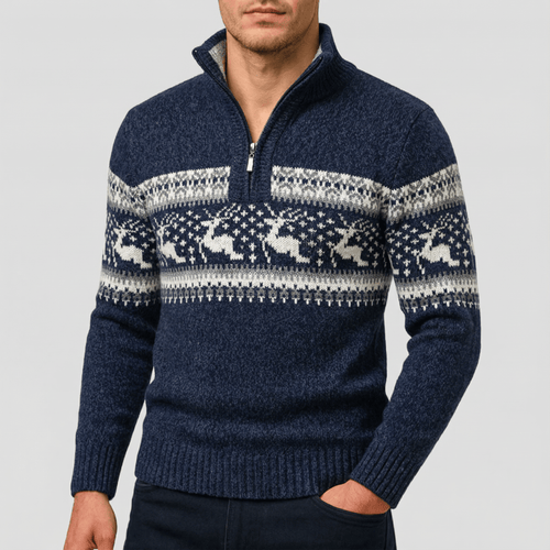 Bryson Fair Isle Half-Zip Sweater – front view