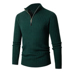 Gavin Ribbed Quarter-Zip Sweater - Green
