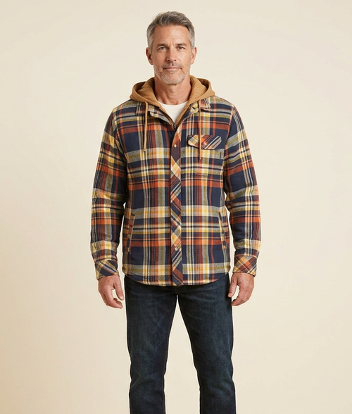Alain hooded plaid shirt jacket