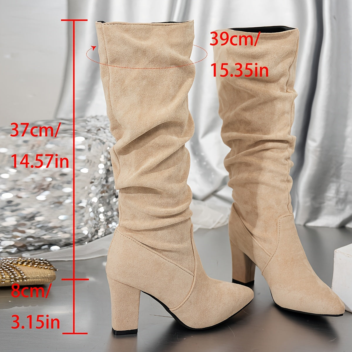 Lorena | Slouch Knee-High Heeled Boots
