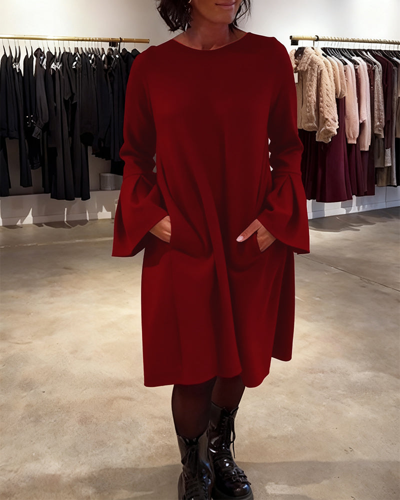 Jovalinne - Casual Dress with Flared Sleeves