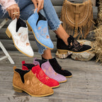 Isadora | Embroidered Low-Heel Ankle Boots