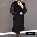 Thessariae - Elegant Dress with Crystals and Round Neck