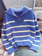 Sabina | Striped Quarter-Zip Sweater