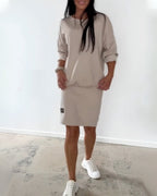 Jovirae - Casual Straight Dress with Long Sleeves