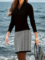 Javina - Chic Graphic Elegance Midi Dress