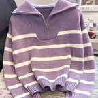 Sabina | Striped Quarter-Zip Sweater