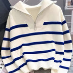 Sabina | Striped Quarter-Zip Sweater