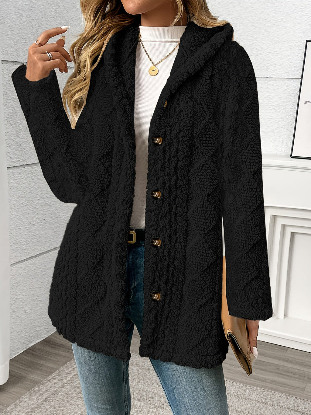 Roberta | Textured Button-Front Coat