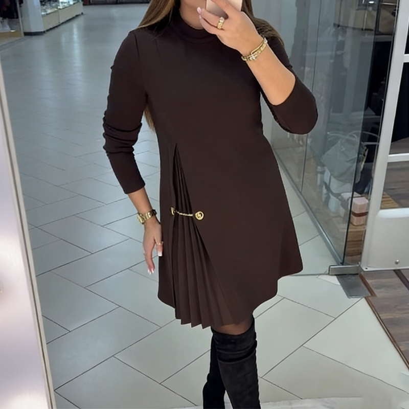 Mariselyne - Elegant Dress with Asymmetrical Pleated Detail