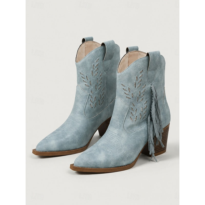 Corinne | Tasseled Western Ankle Boots