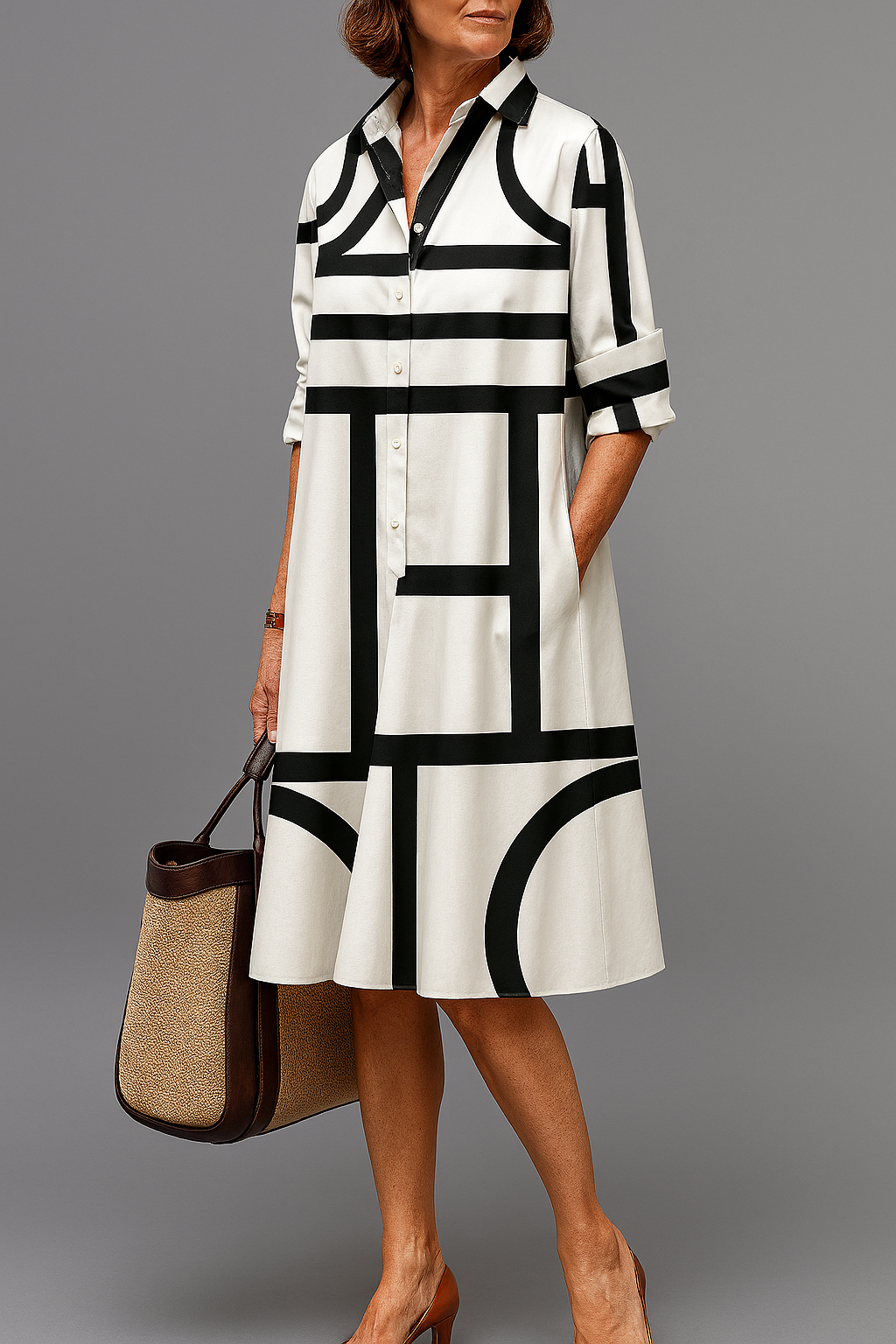 Diana | Sophisticated Pattern Midi Dress