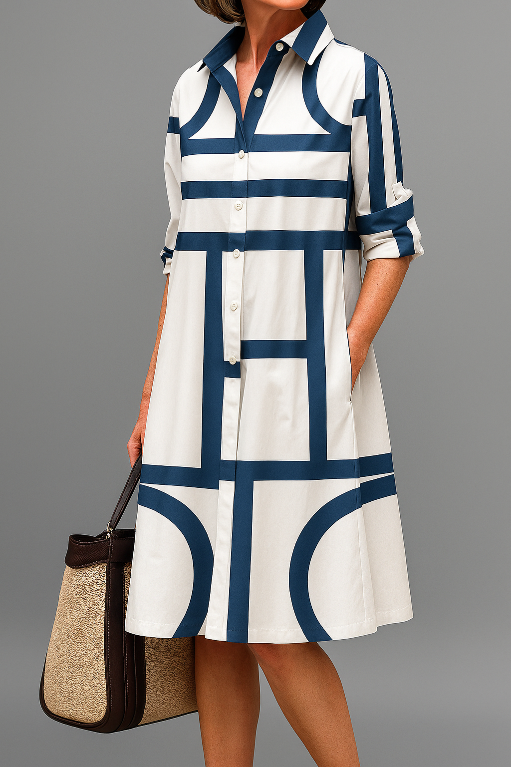 Diana | Sophisticated Pattern Midi Dress