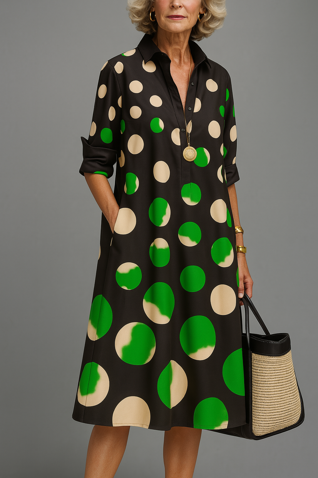 Diana | Sophisticated Pattern Midi Dress