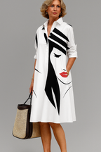 Diana | Sophisticated Pattern Midi Dress