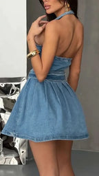 Celeste | Halter Denim Dress