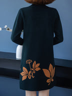 Lourdes - Elegant floral sweater dress with round neck