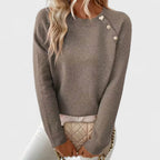 Roxanne | Elegant Women’s Asymmetrical One-Shoulder Sweater with Buttons