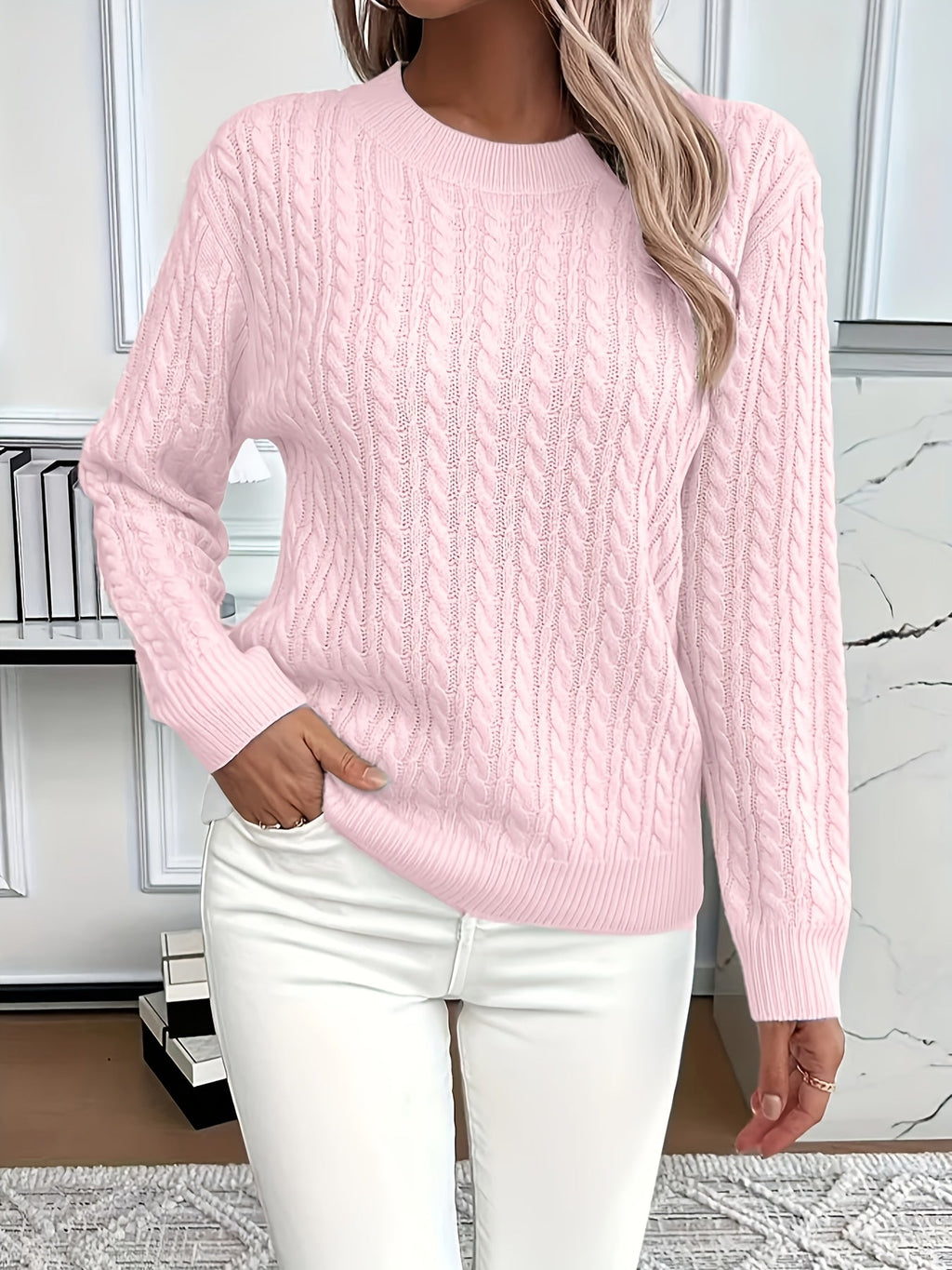 Faye | Cable-Knit Round Neck Sweater