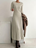 Gwenarielle Long Dress in Textured Knit – front view