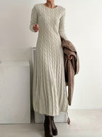 Gwenarielle Long Dress in Textured Knit – front view