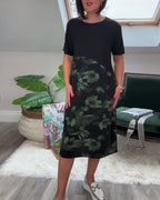 Fien - Floral Print Patchwork Casual Dress