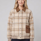 Women's Checkered Blazer – Beige, Tailored