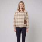 Women's Checkered Blazer – Beige, Tailored