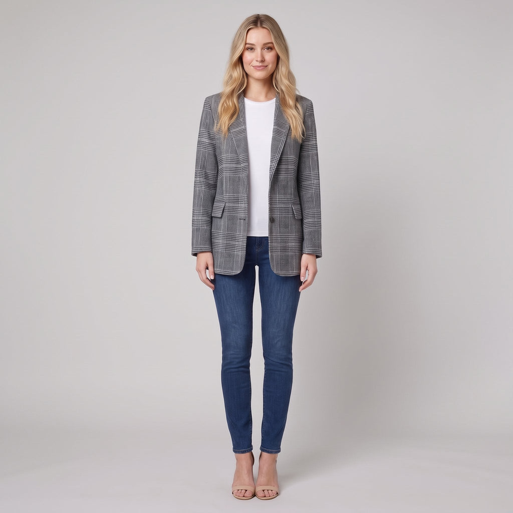 Women's Check Blazer – Tailored, Elegant
